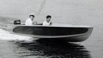 Cruising on lake in Correct Craft boat